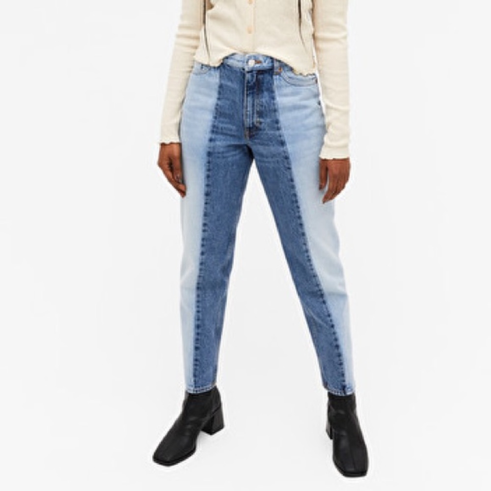 Monki Taki two tone high waist straight leg mom jeans size 28